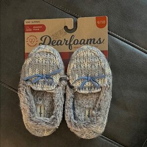 Dearfoams Kids' Slippers with Blue Bow